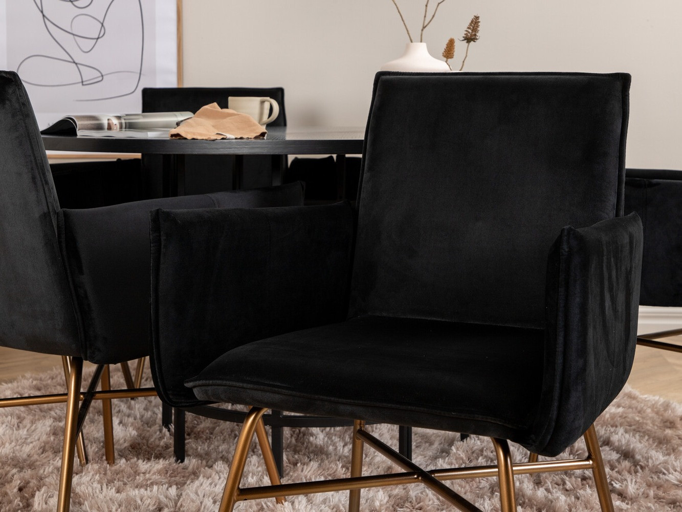 Ēdamistabas komplekts Dallas 2391 (Melns + Misiņš)