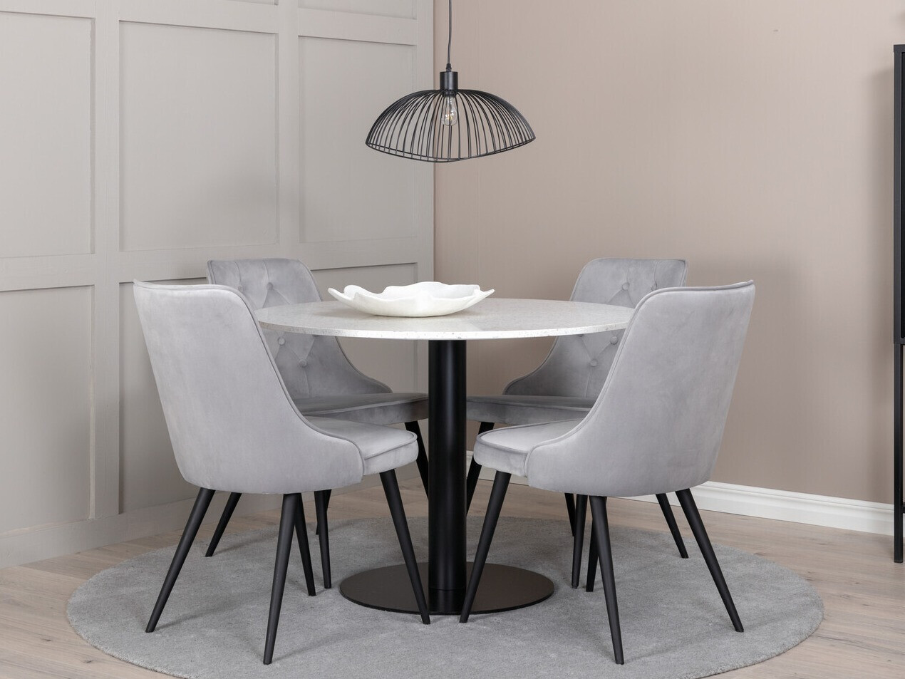 Обеденный гарнитур Dallas 1160 (Светло-серый + Чёрный)