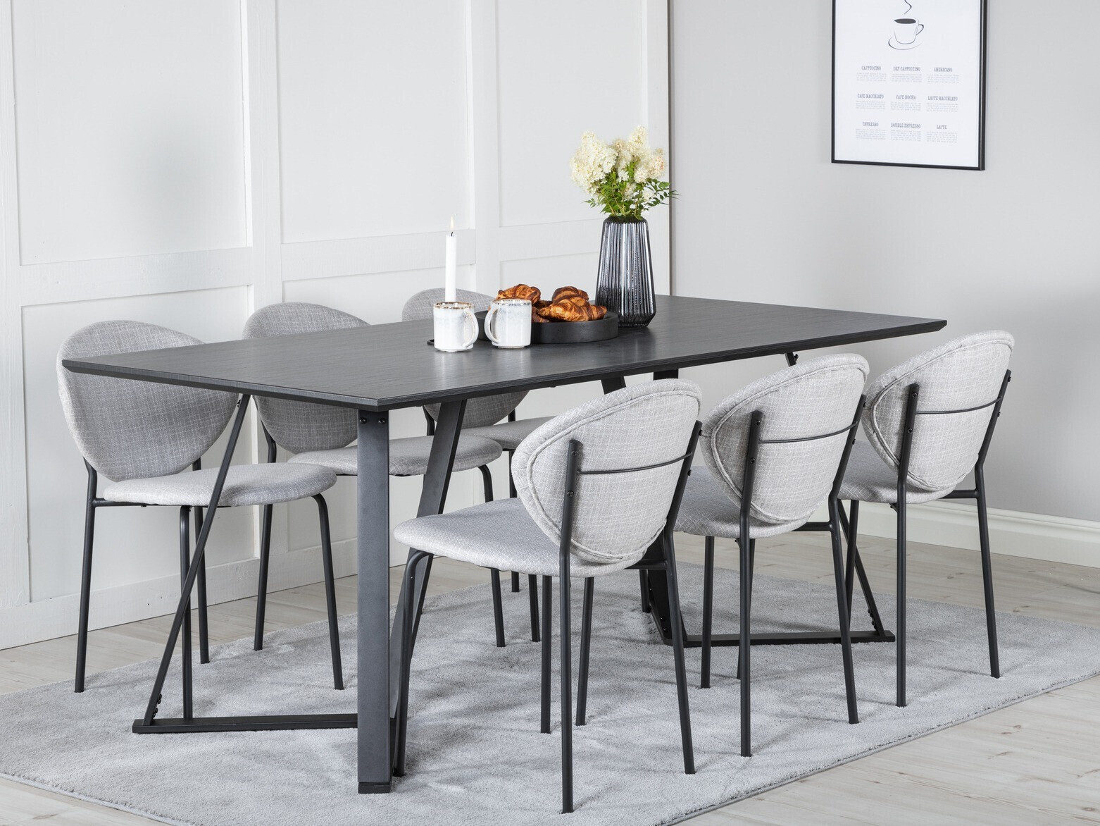 Обеденный гарнитур Dallas 1970 (Чёрный + Серый)