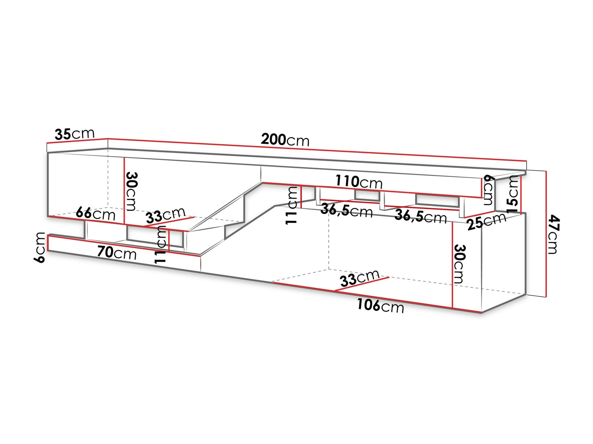 TV galds Comfivo Daldune I (Antracīts + Votan ozols)