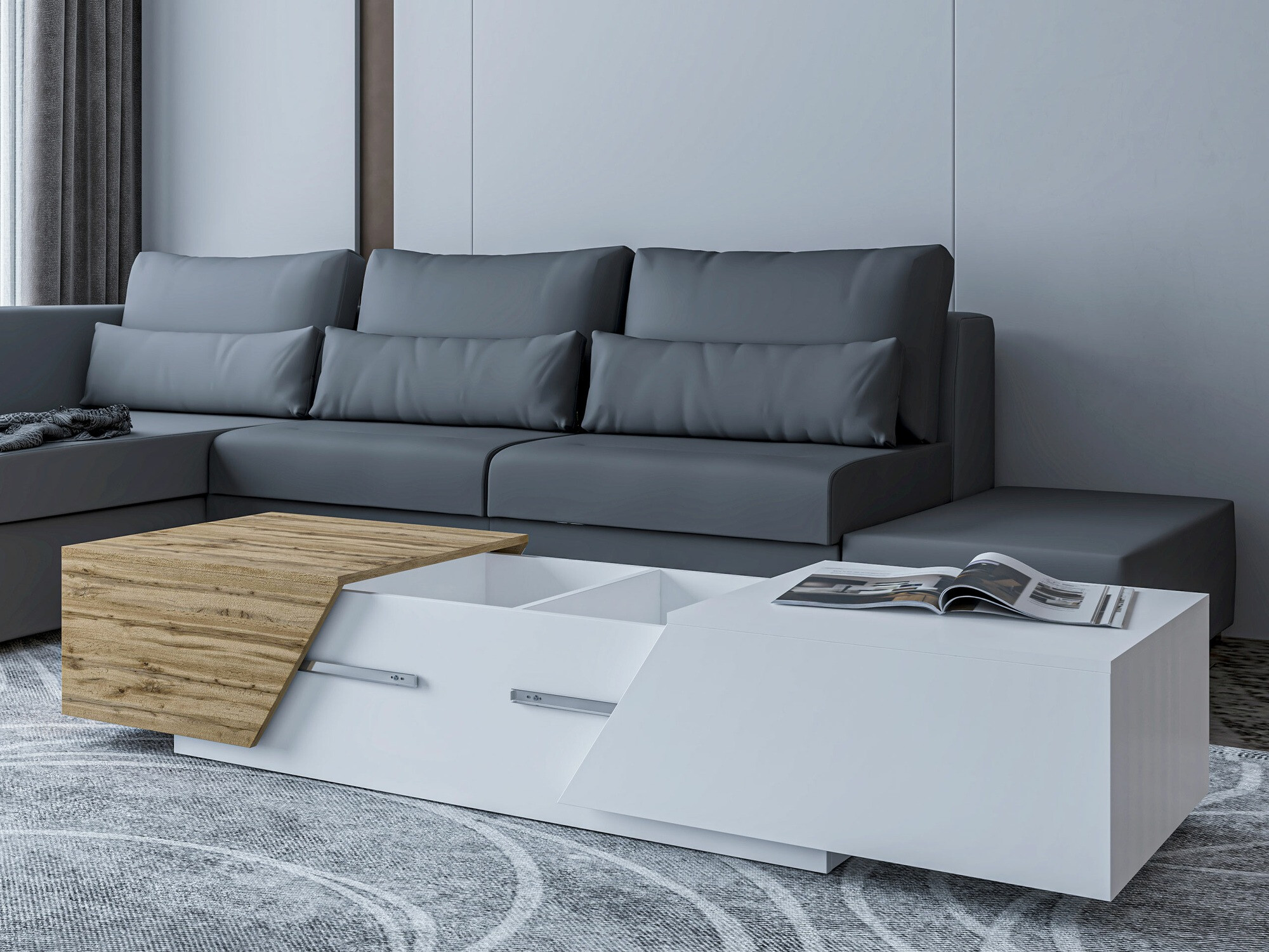 Viesistabas komplekts Comfivo Daldune 105 (Antracīts + Votan ozols)