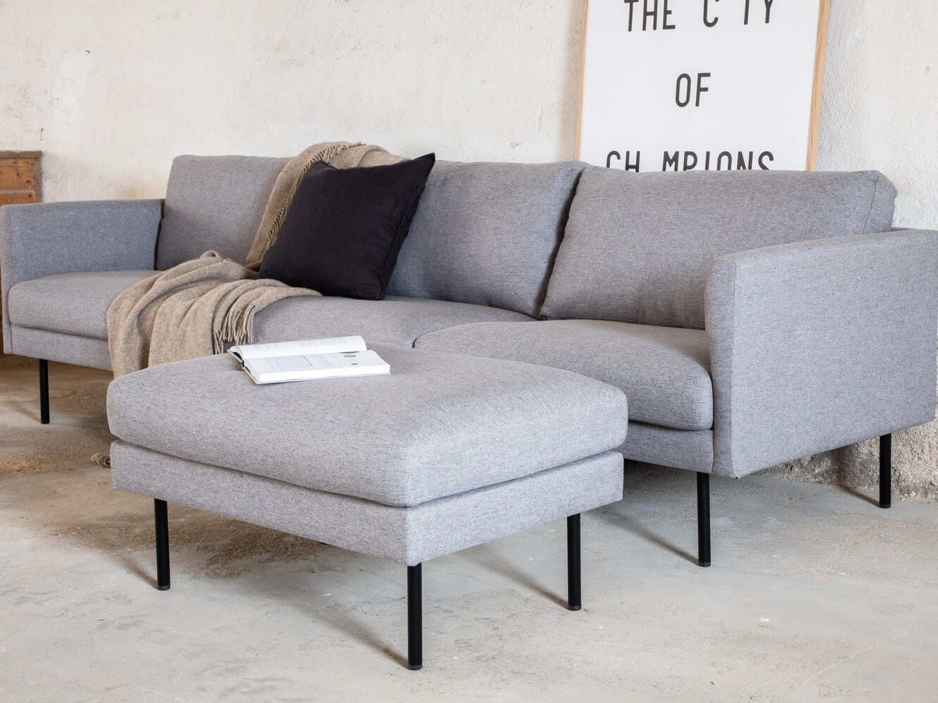 Диван Fercame 103 (Серый + Чёрный)