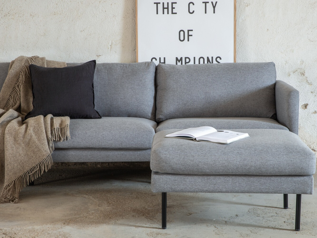 Dīvāns Fercame 103 (Pelēks + Melns)