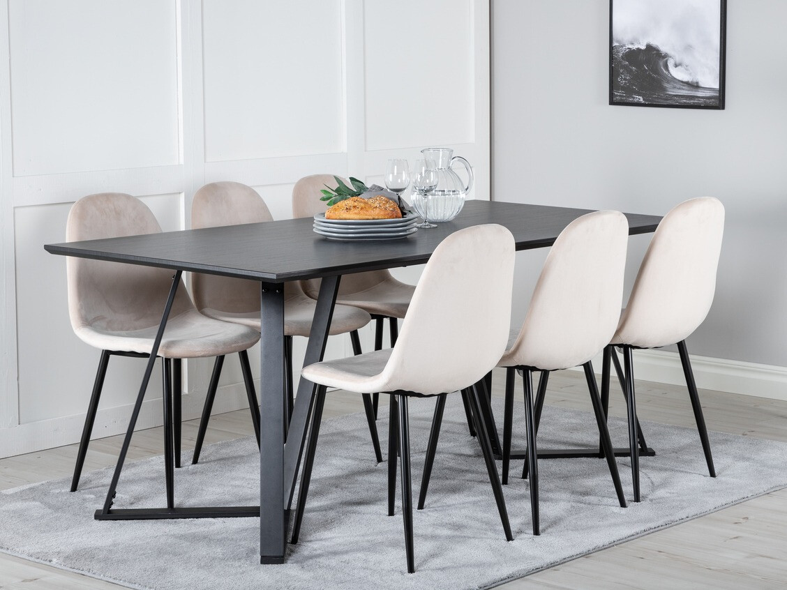 Ēdamistabas komplekts Dallas 2476 (Bēšs + Melns)