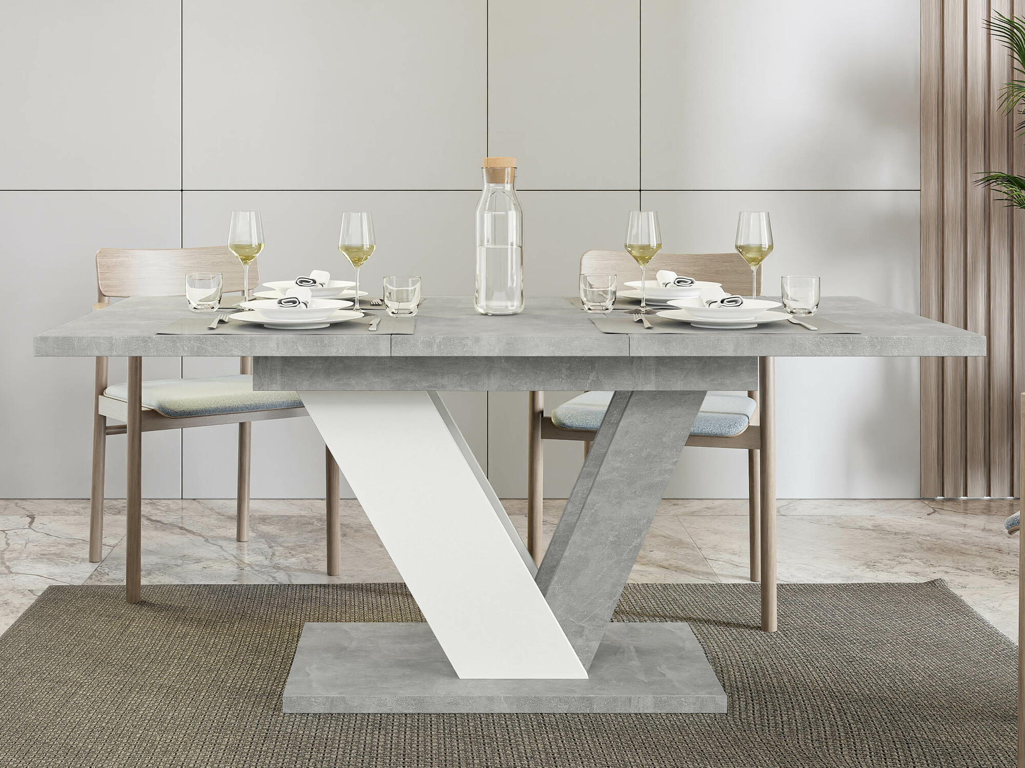 Galds Goodyear 131 (Glancēts balts + Betons)