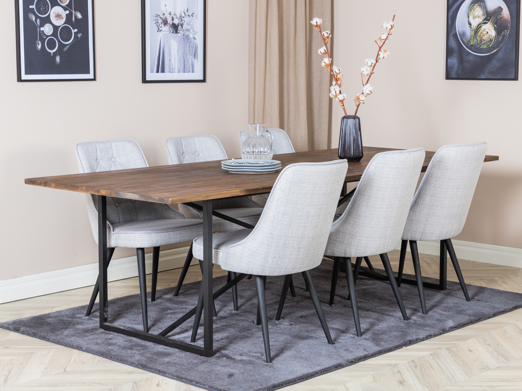 Обеденный гарнитур Dallas 1865 (Чёрный + Светло-серый)