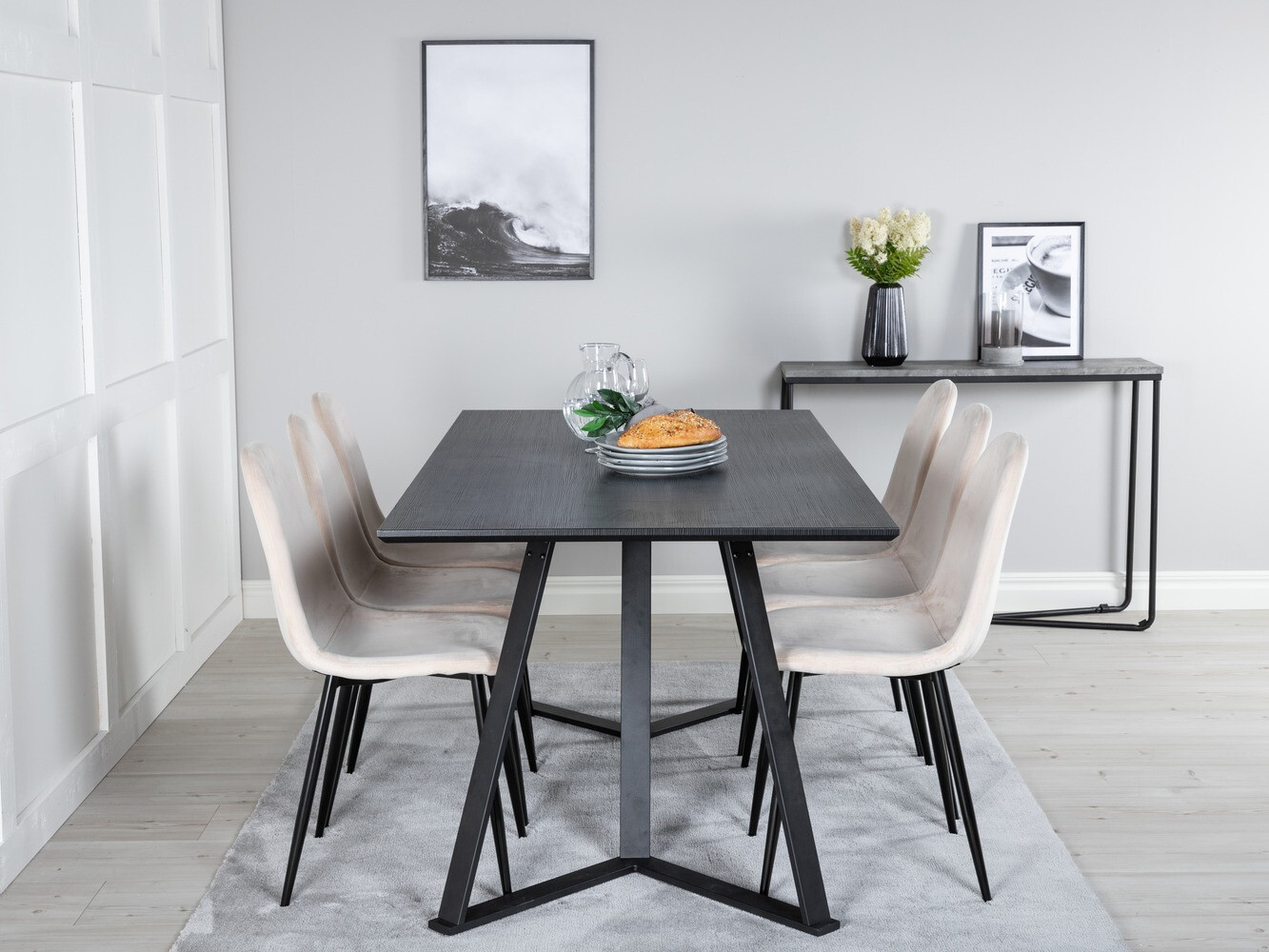 Обеденный гарнитур Dallas 2476 (Бежевый + Чёрный)