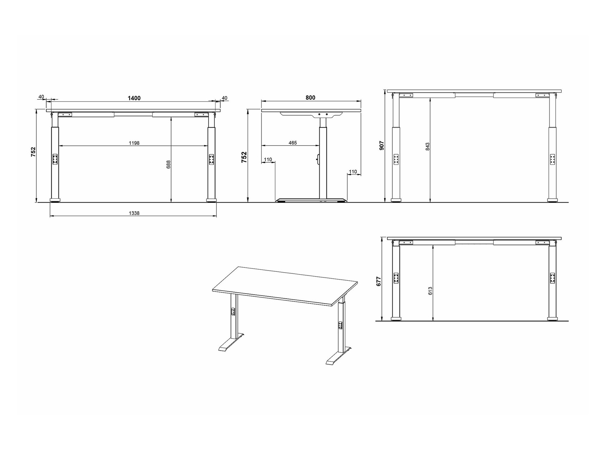 Письменный cтол Sacramento 419 (Графит + Серебряный)