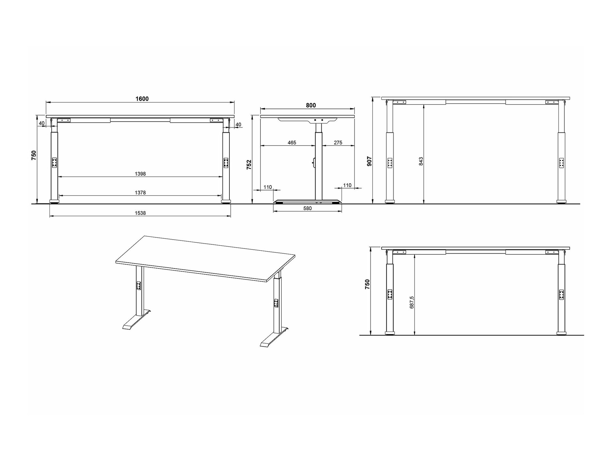 Письменный cтол Sacramento 421 (Белый + Серебряный)