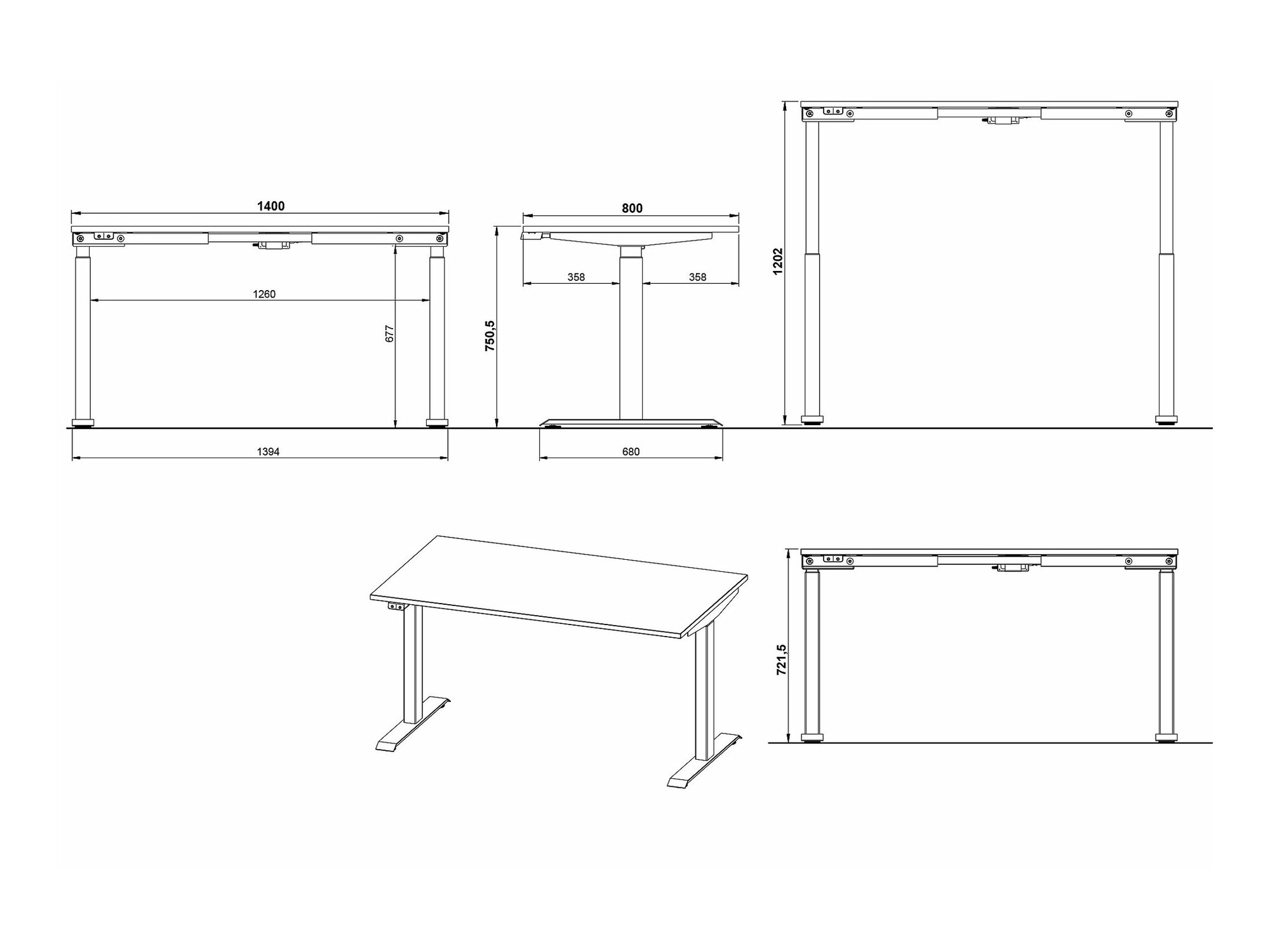 Rakstāmgalds ar regulējamu augstumu Sacramento 415 (Grandson ozols + Balts)