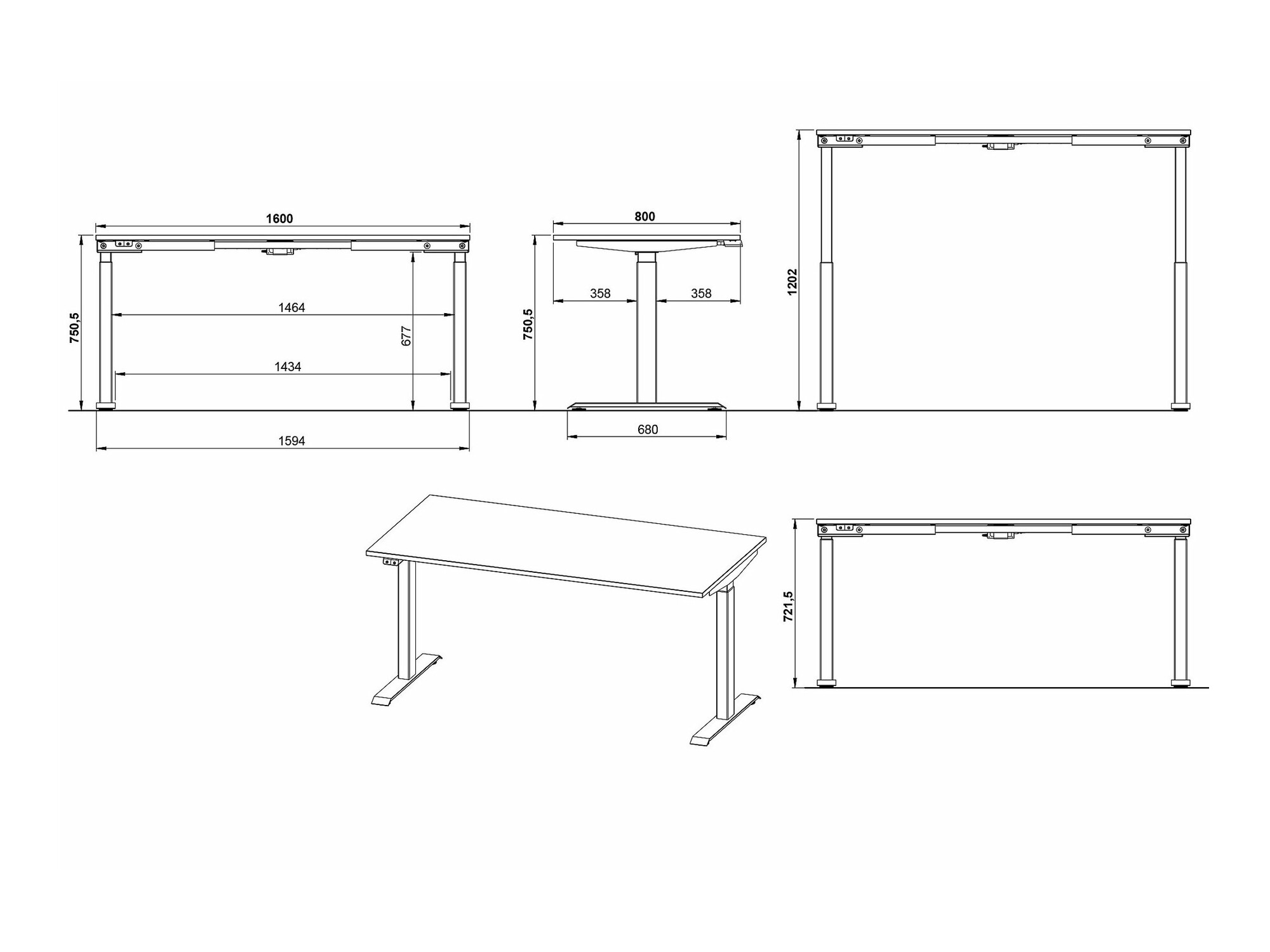 Rakstāmgalds ar regulējamu augstumu Sacramento 416 (Grandson ozols + Sudraba)