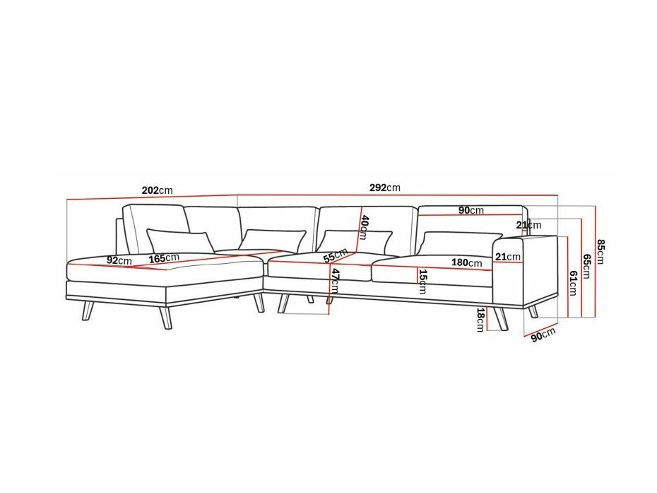 Stūra dīvāns Floromo 107 (Monolith 95)