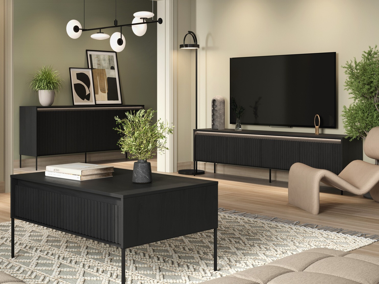 Viesistabas komplekts Fernolu 112 (Melns)