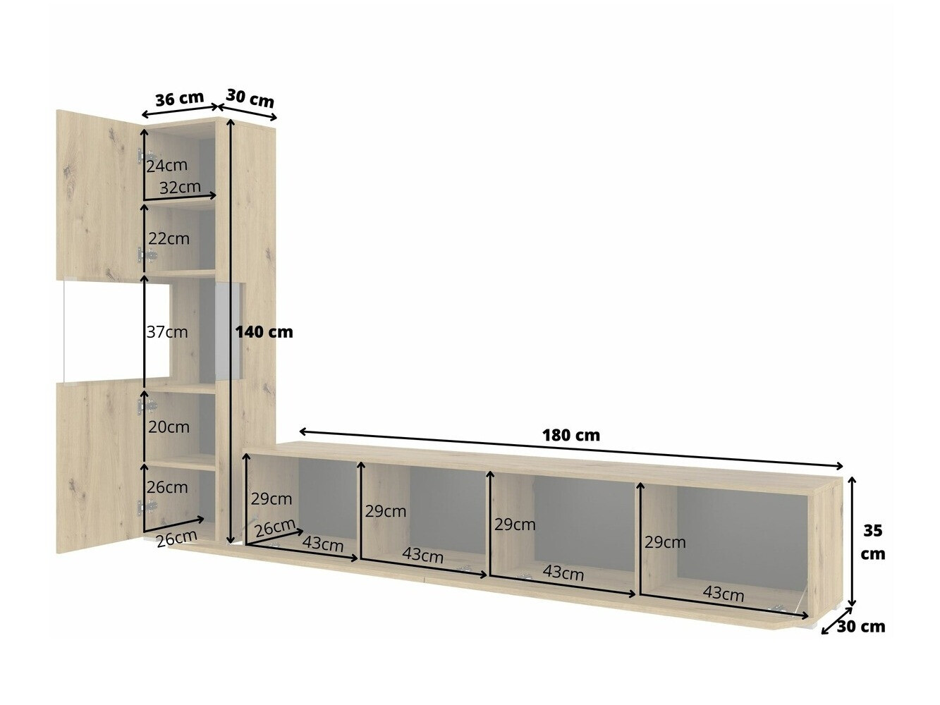 Набор для гостиной Revmiru 105 (Белый + Дуб вотан)