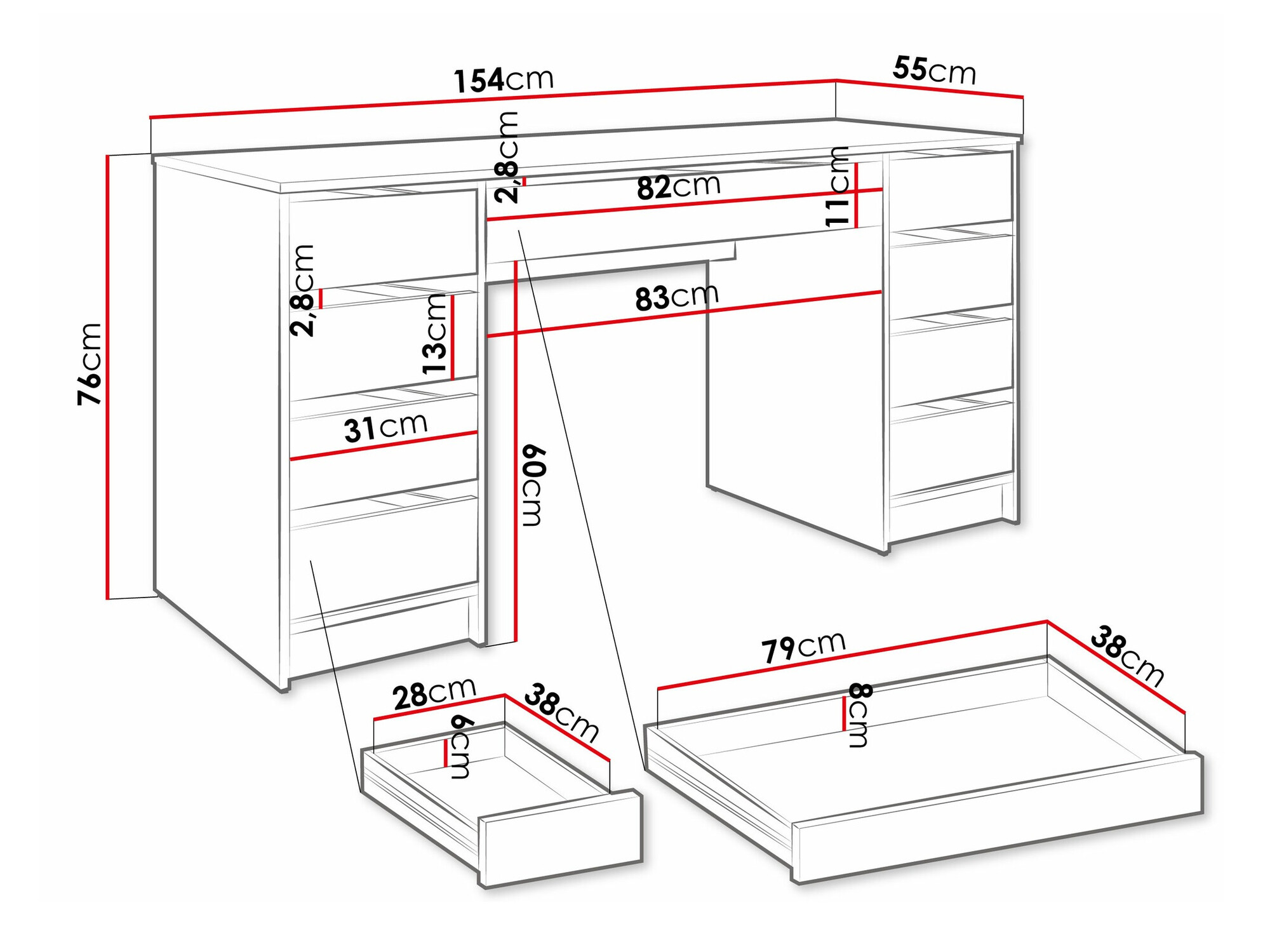 Rakstāmgalds Comfivo 401 (Balts)