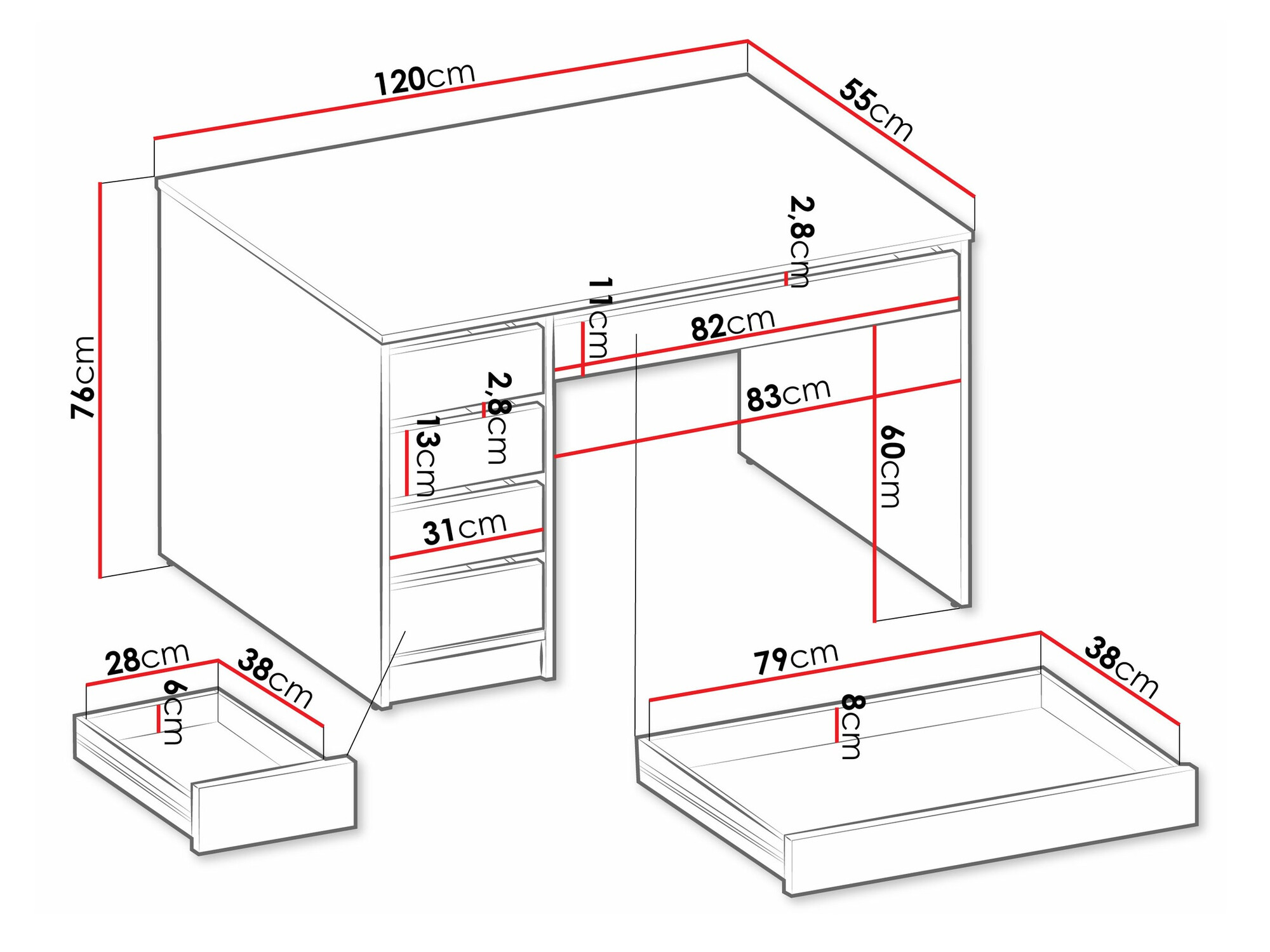 Письменный cтол Comfivo 312 (Антрацит)