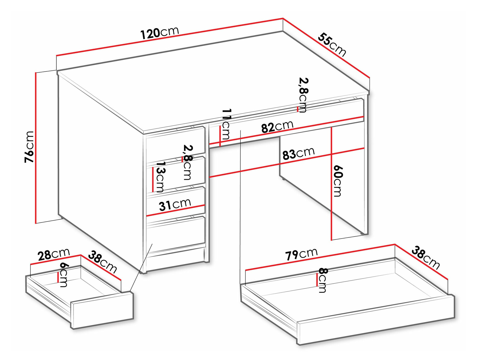 Письменный cтол Comfivo 312 (Чёрный)