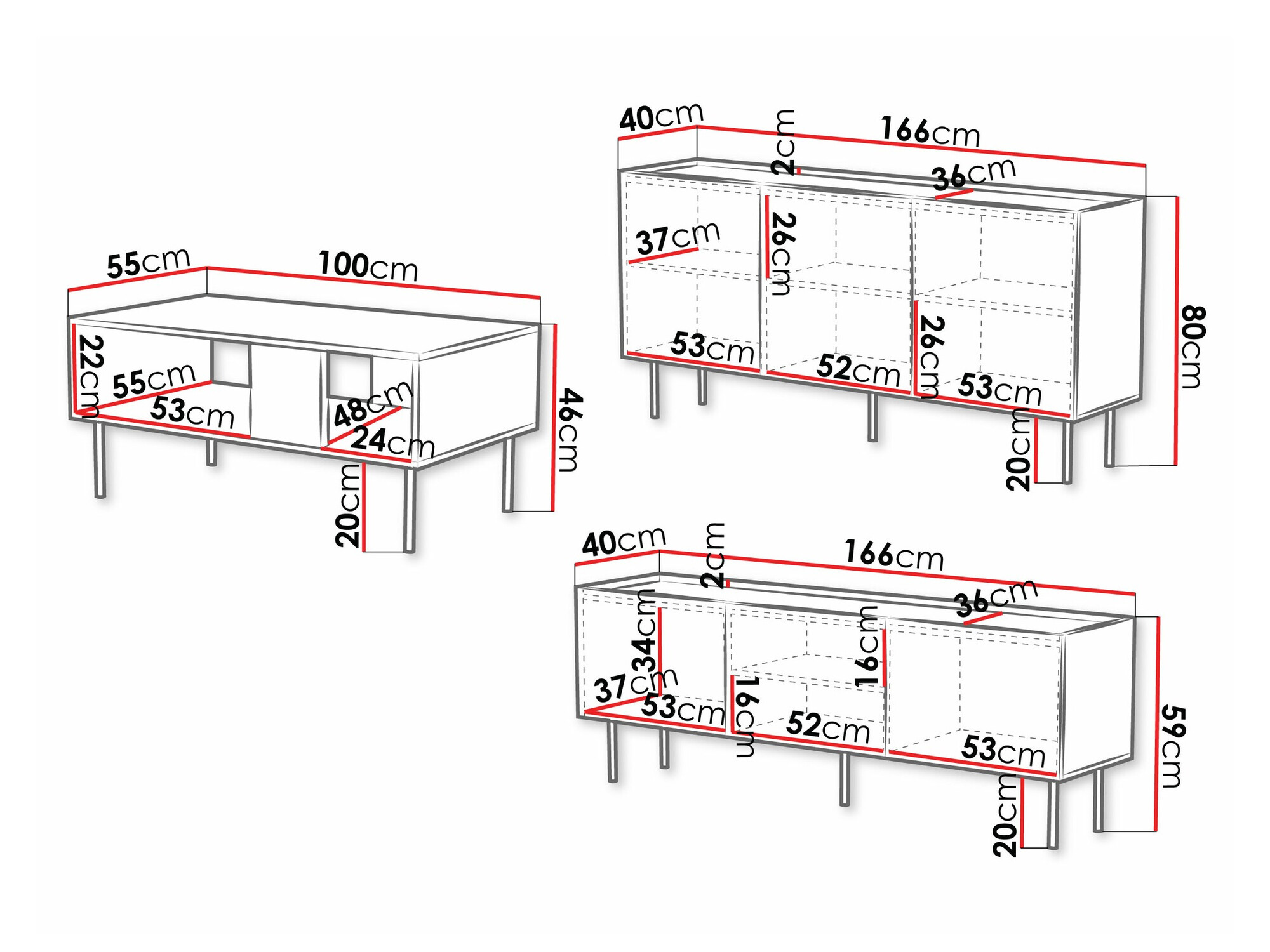Viesistabas komplekts Mortali 108 (Balts)