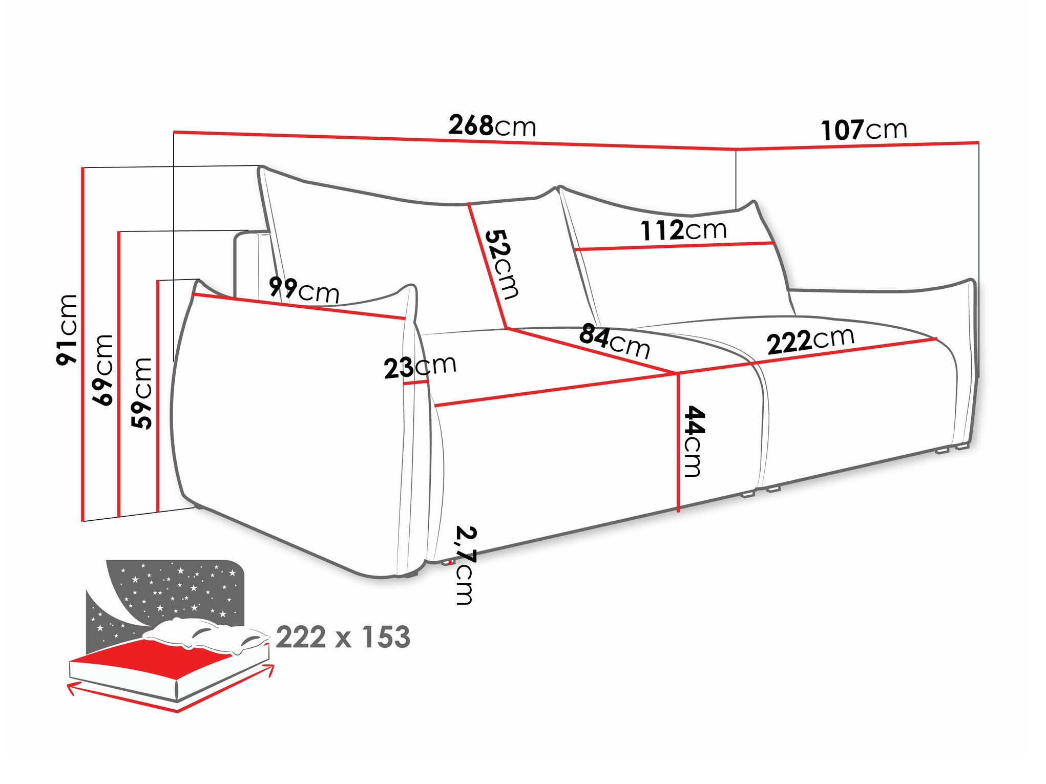 Диван-кровать Lincoln 192 (Aragon 03)