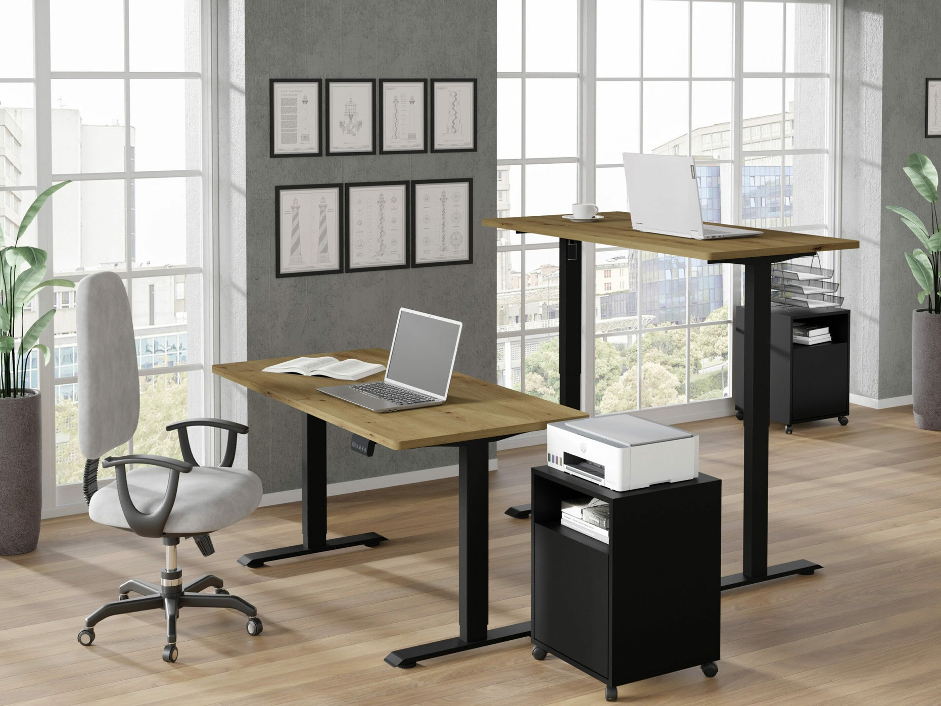 Rakstāmgalds ar regulējamu augstumu Buffalo 184 (Melns)