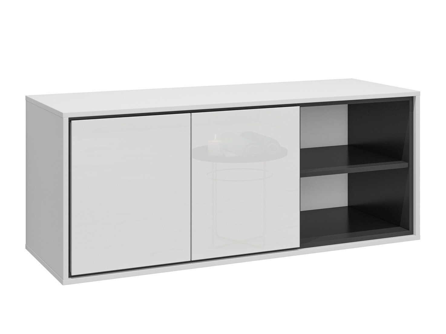 Piekarams vannas istabas skapītis Tecavu 104 (Glancēts balts + Balts)