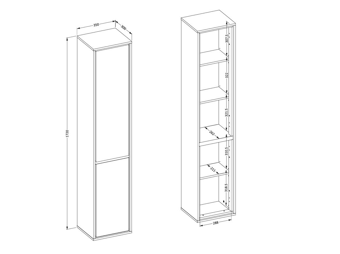 Stāvošs vannas skapītis Tecavu 101 (Glancēts balts + Balts)