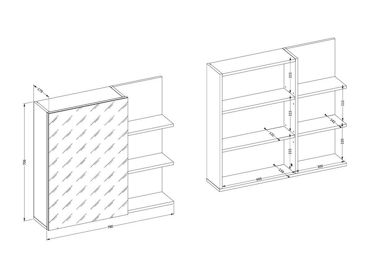 Vannas istabas skapis ar spoguli Tecavu 102 (Glancēts balts + Balts)