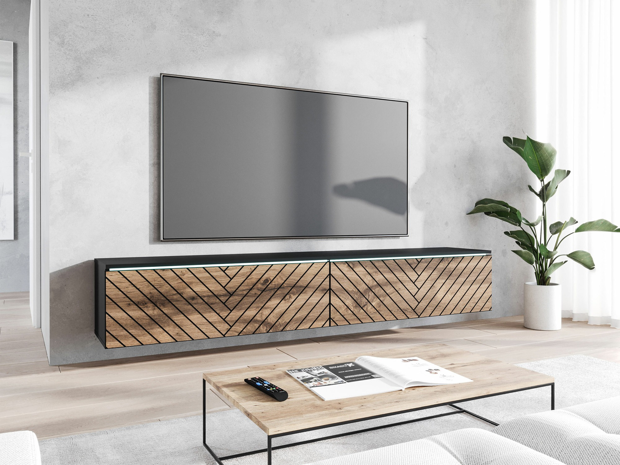 ТВ тумба Sarasota 166 (Графит + Дуб вотан)