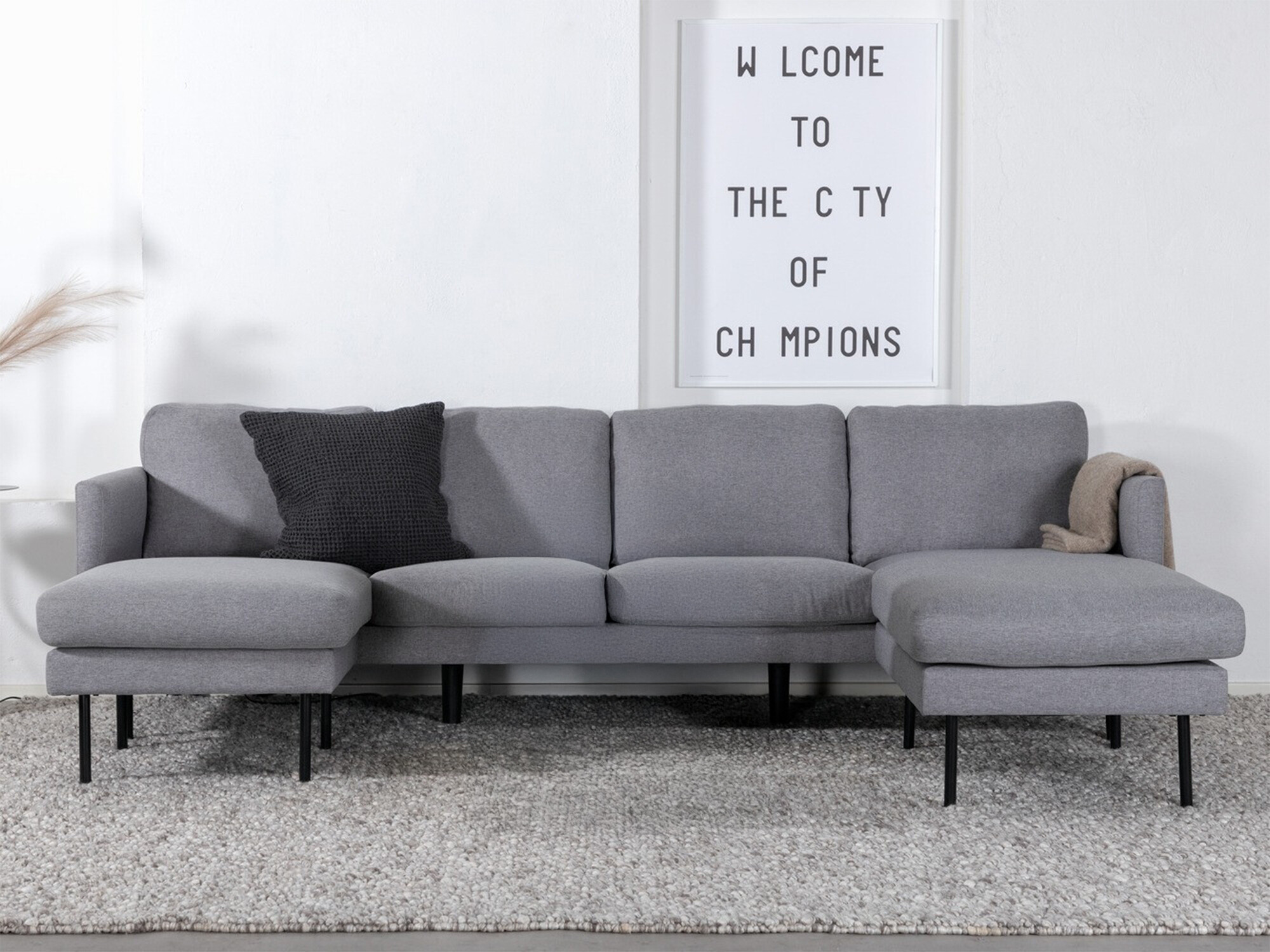 Угловой диван Fercame 102 (Серый + Чёрный)