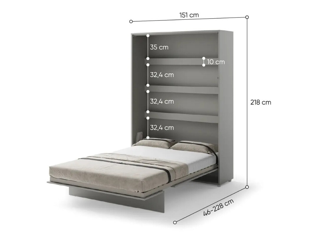 Настенная кровать Concept Pro Lenart Levfere 102 (Серый)