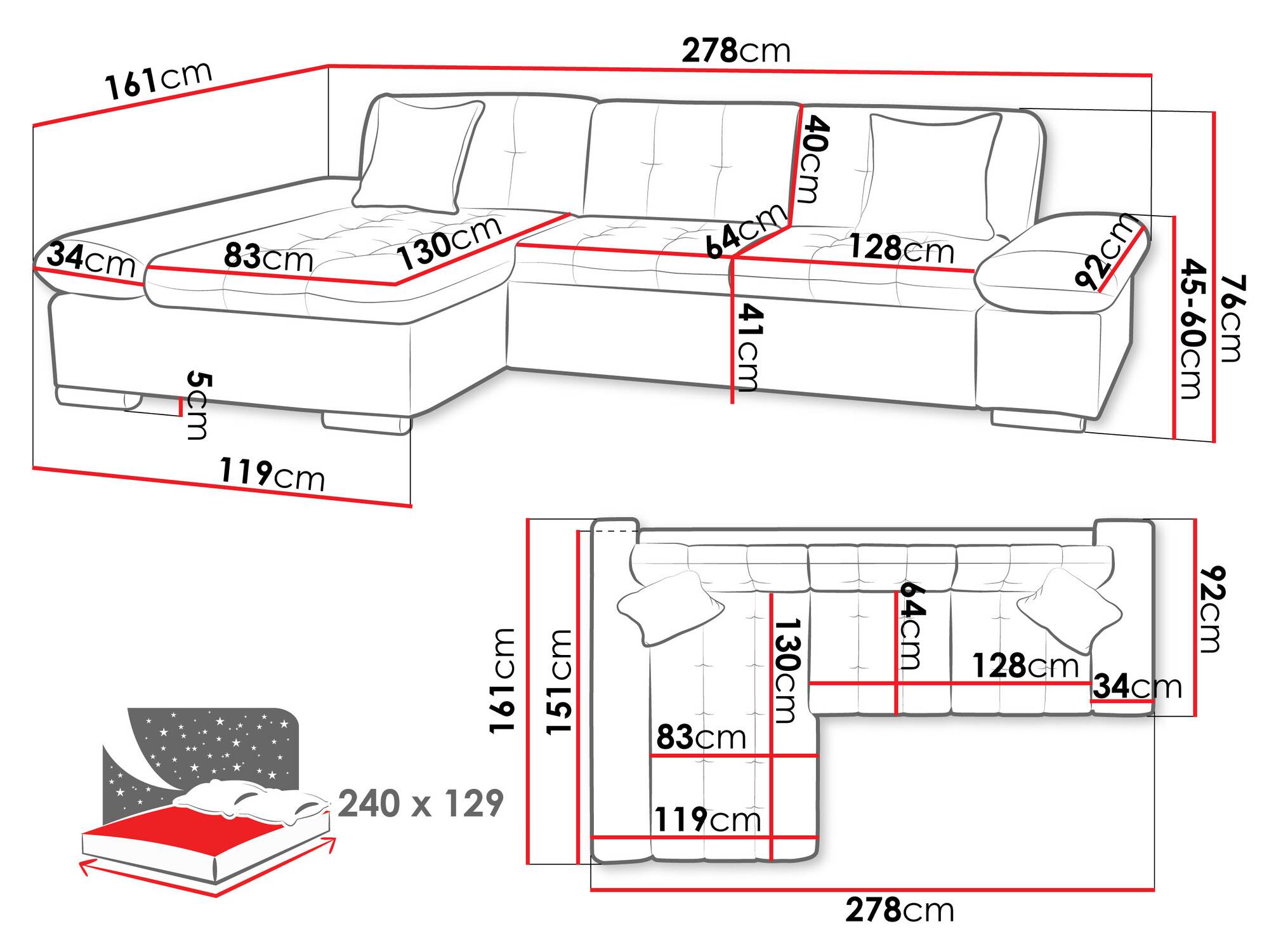 Stūra dīvāns Comfivo 152 (Rico 12)