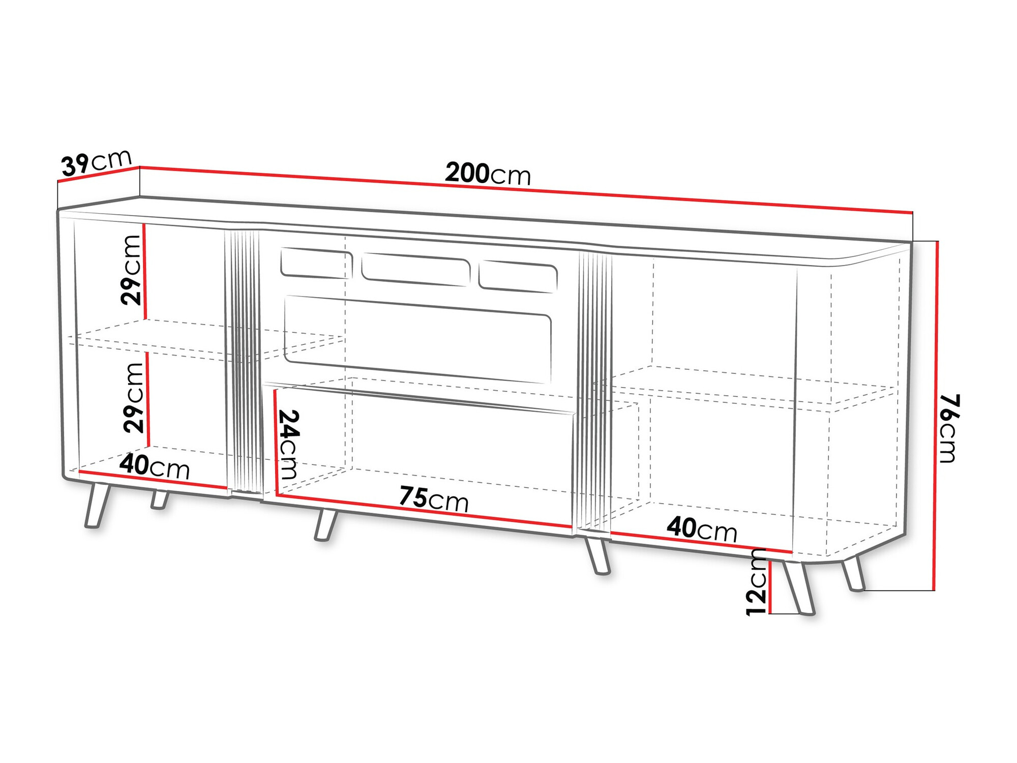 Skapis Charlotte 202 (Melns)