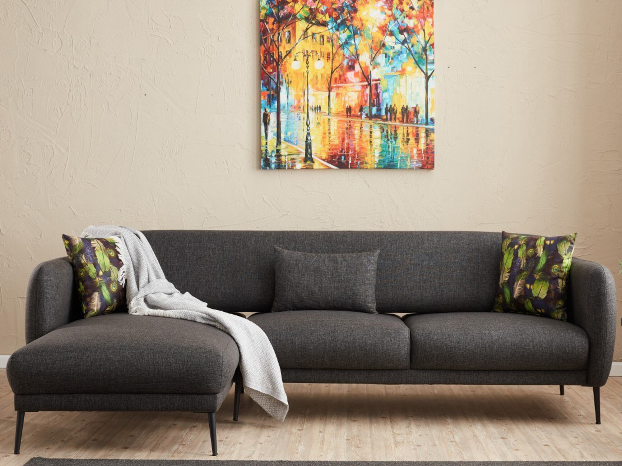 Stūra dīvāns Altadena 128 (Antracīts)