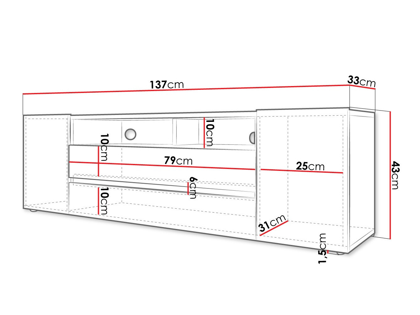 TV galds Nashville 114 (Balts + Glancēts balts)
