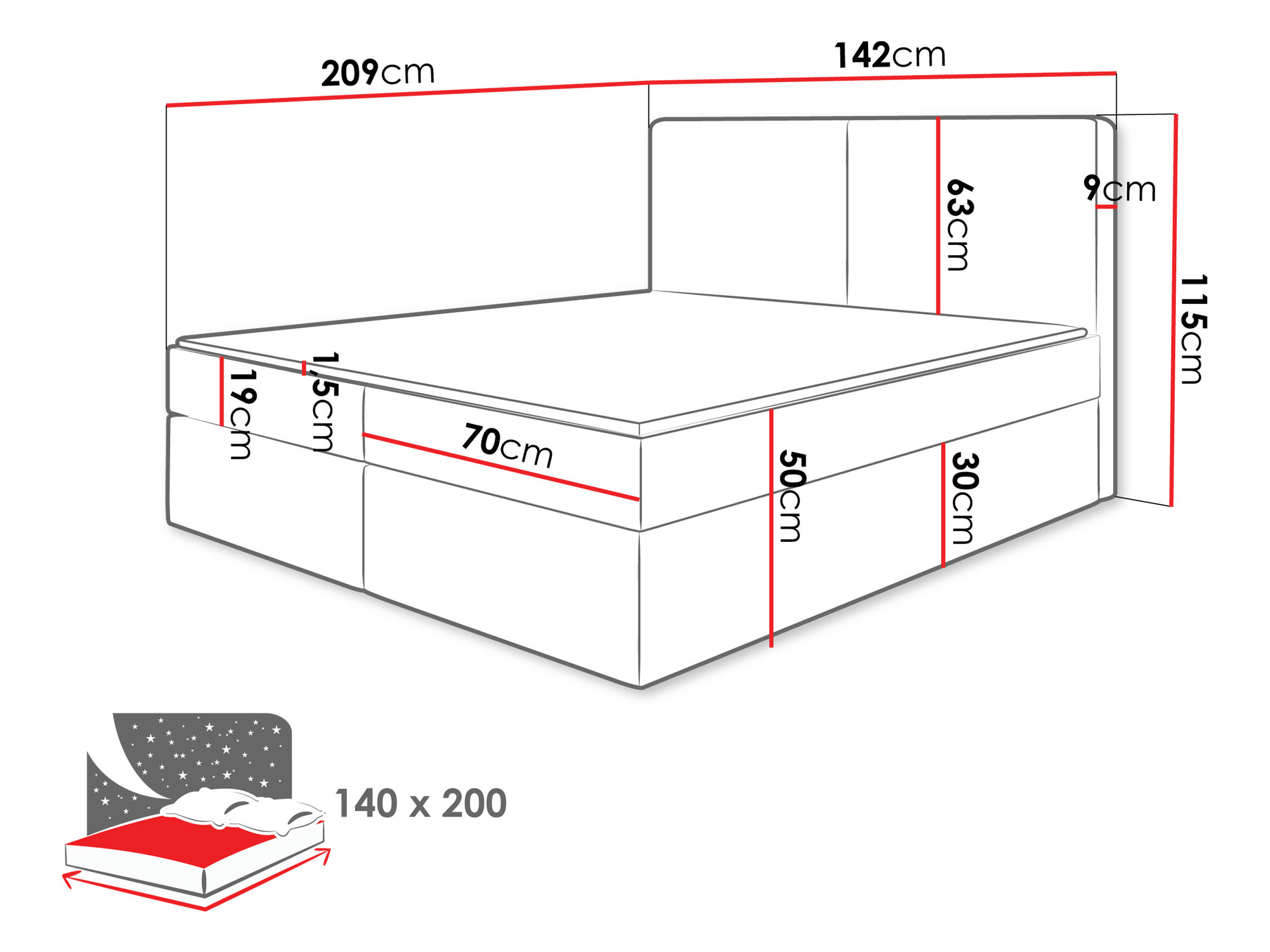 Kontinentālā gulta Zanesville 100 (Manila 35)