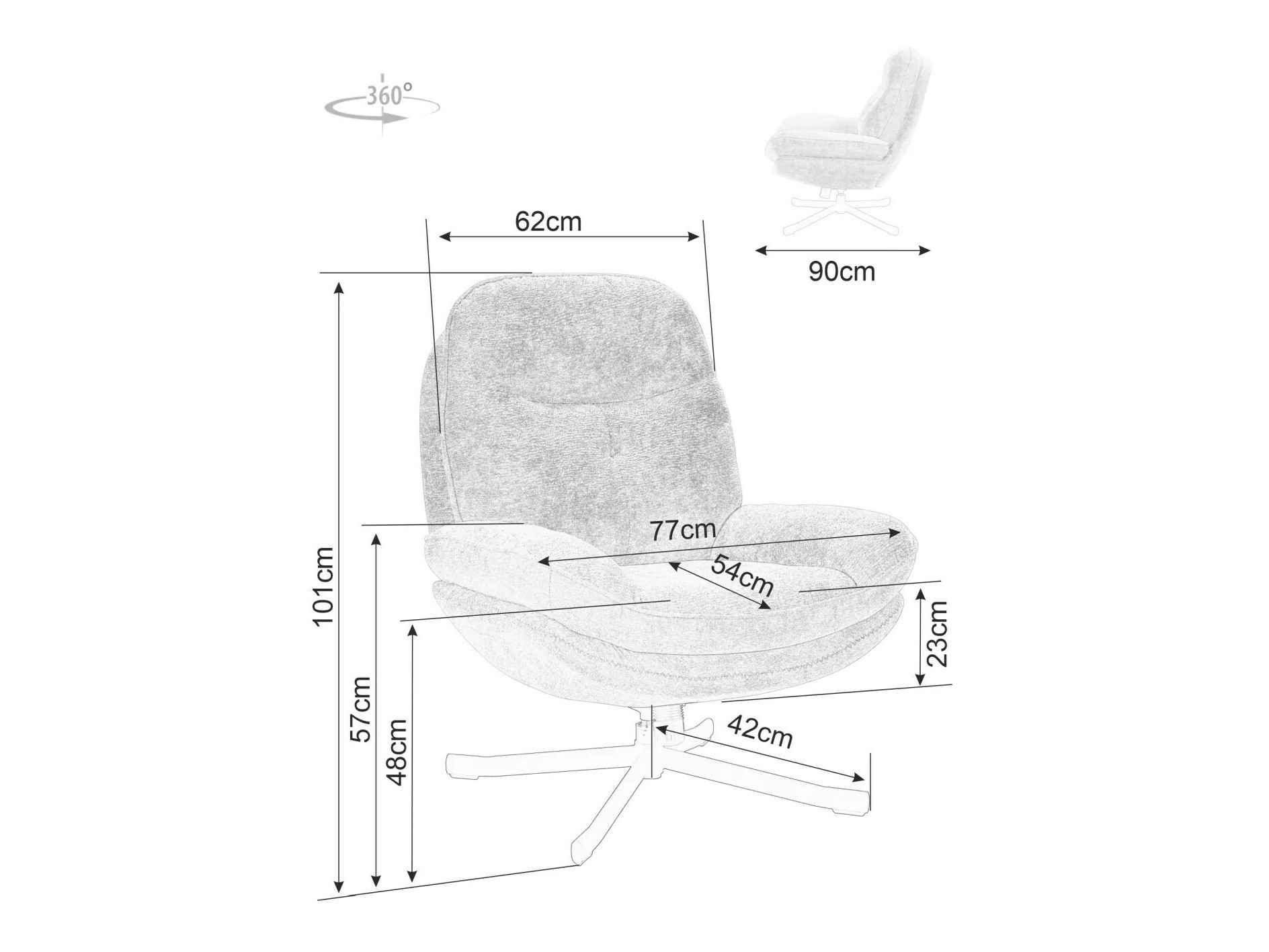 Krēsls Detroit 507 (Melns)