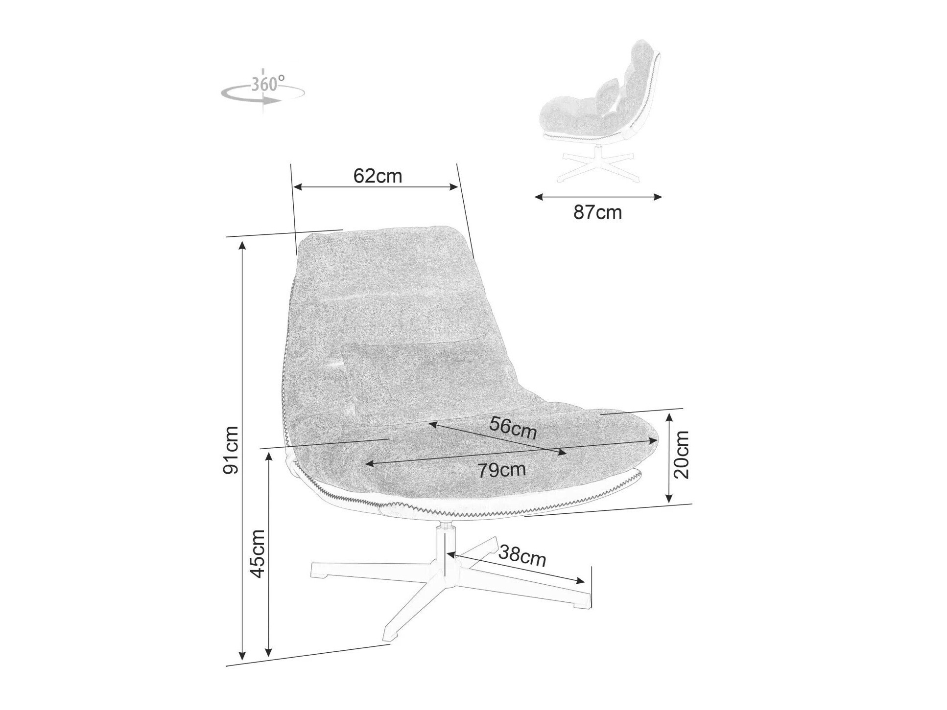 Krēsls Detroit 508 (Tumši pelēks)