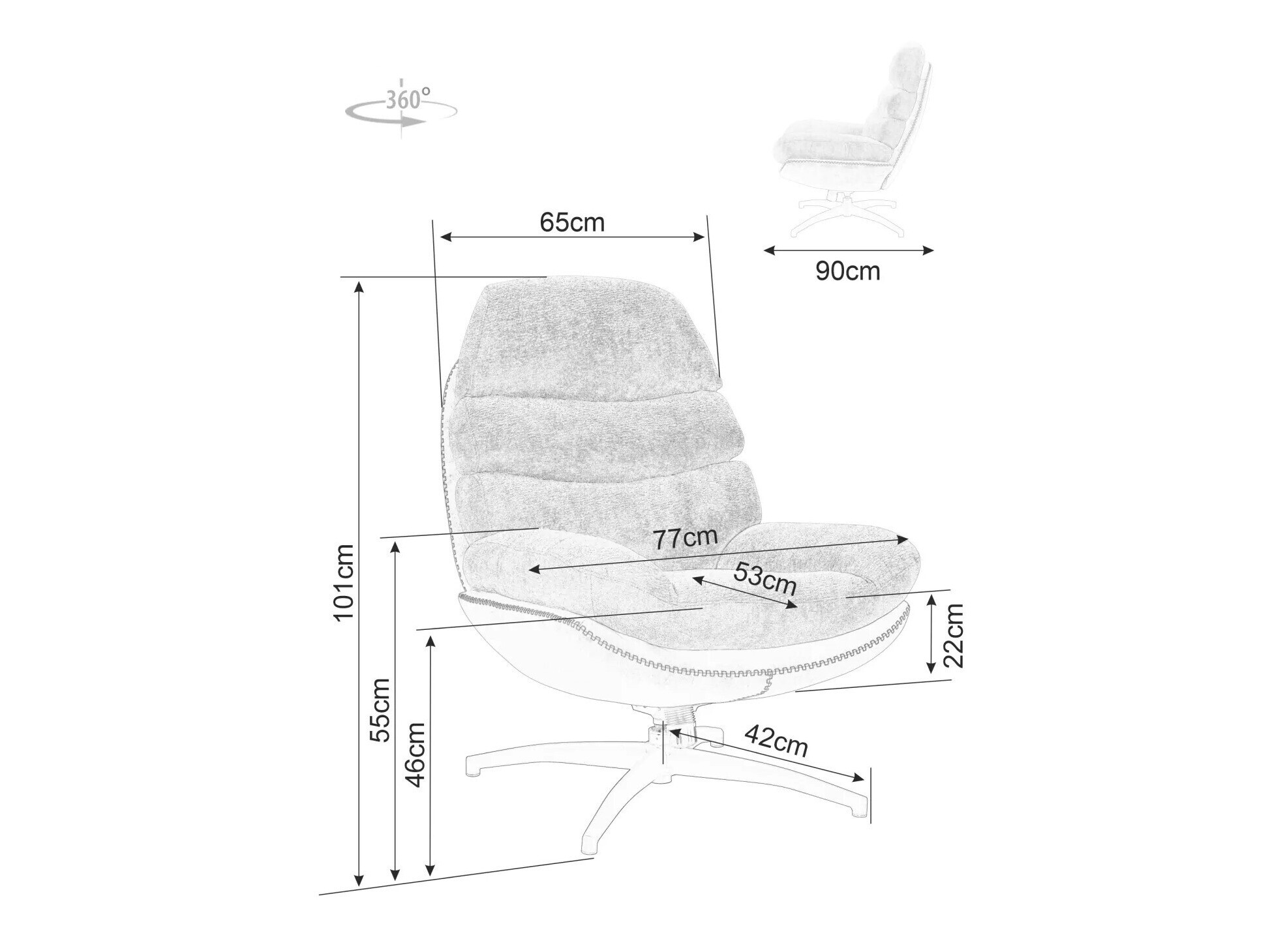 Krēsls Detroit 509 (Melns)