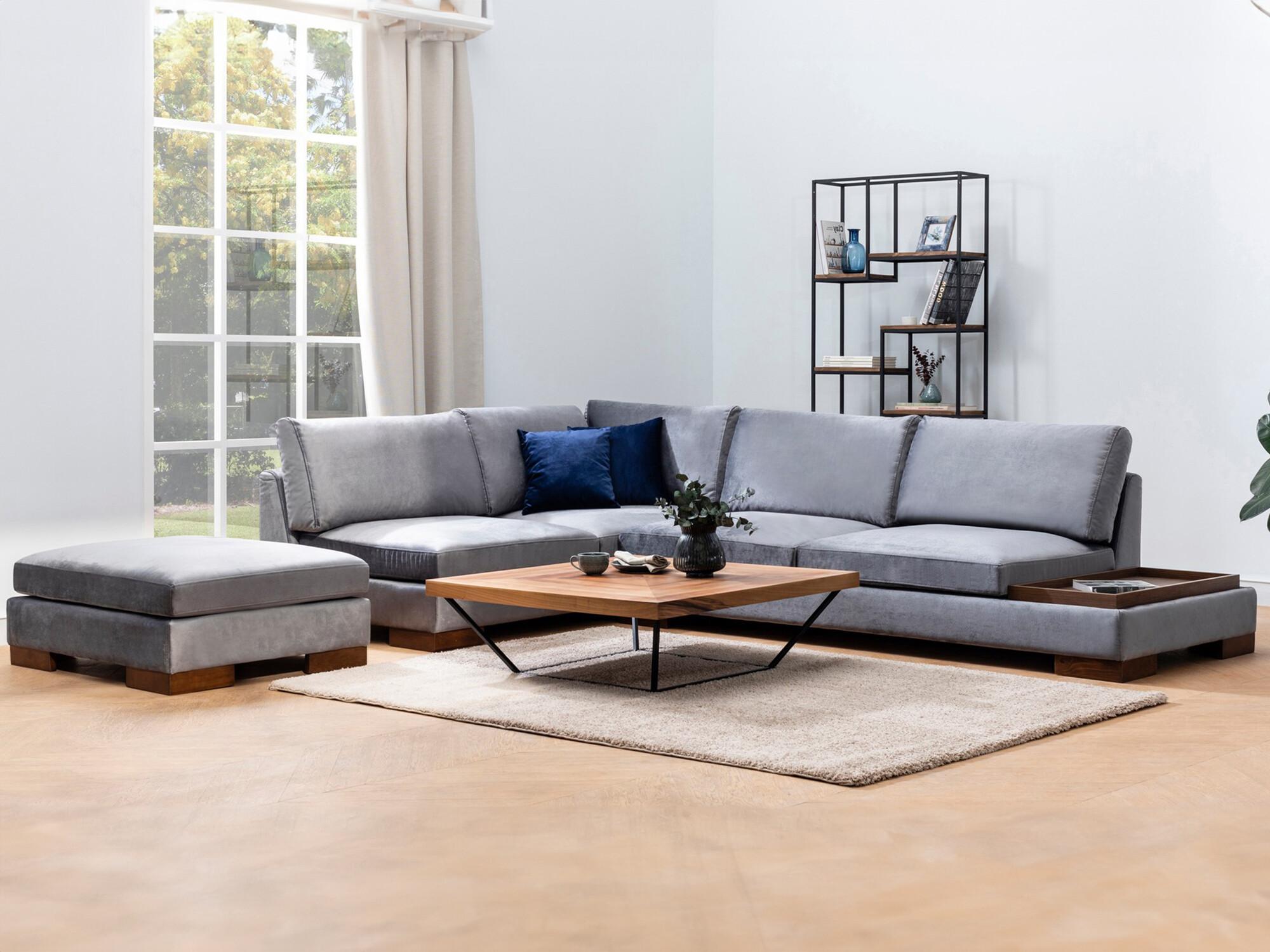 Stūra dīvāns Altadena 448 (Tumši pelēks)