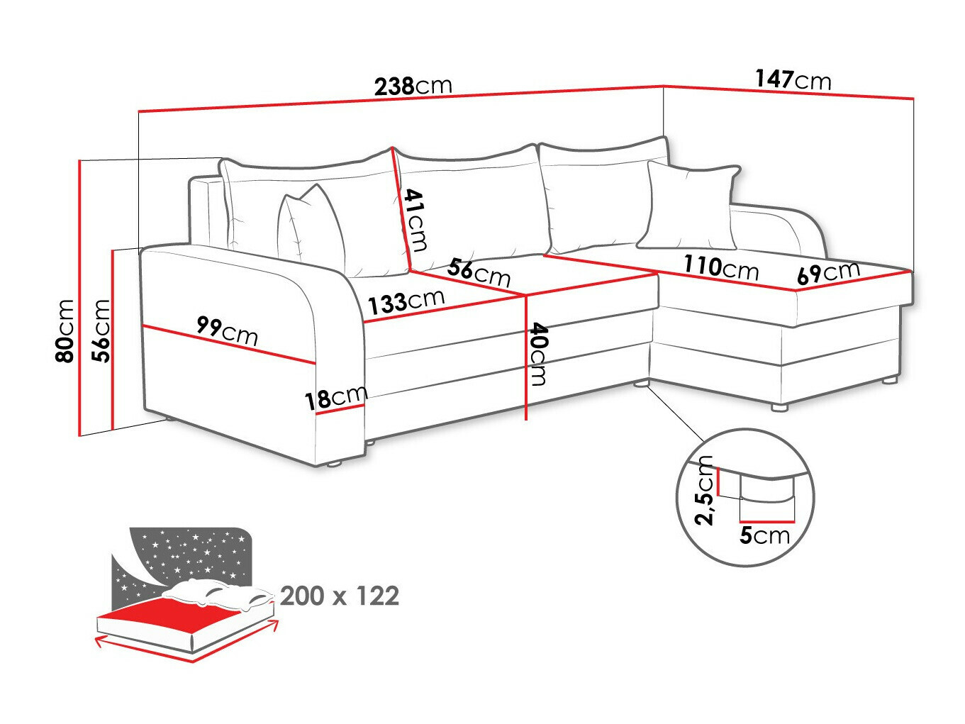 Stūra dīvāns Comfivo 203 (Poso 135)