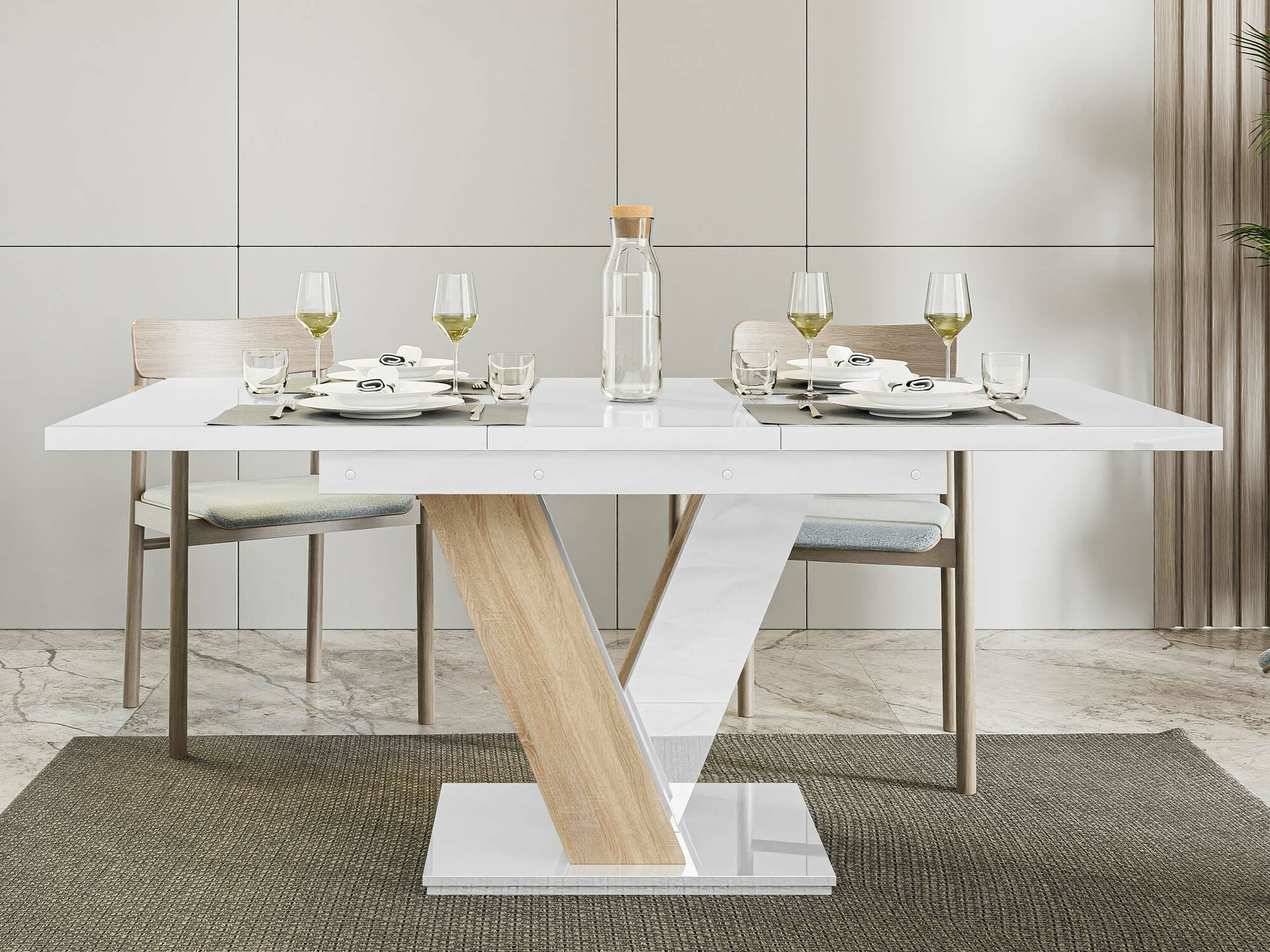 Cтол Goodyear 104 (Глянцевый белый + Сонома Дуб)