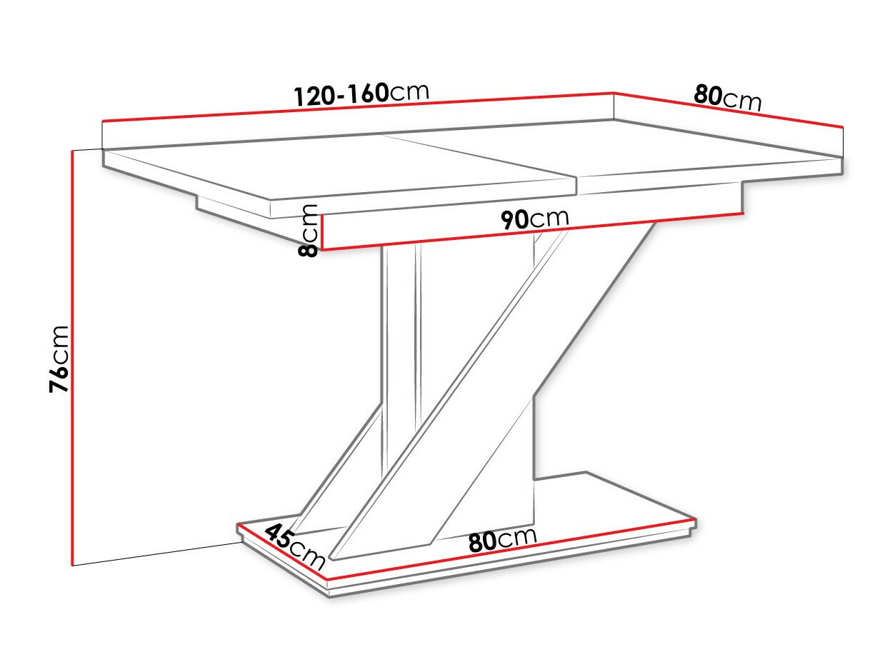 Galds Goodyear 105 (Glancēts balts + Glancēts melns)