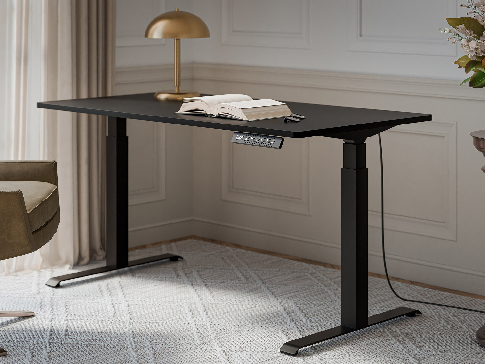 Рабочий стол с регулируемой высотой Charlotte 195 (Чёрный)