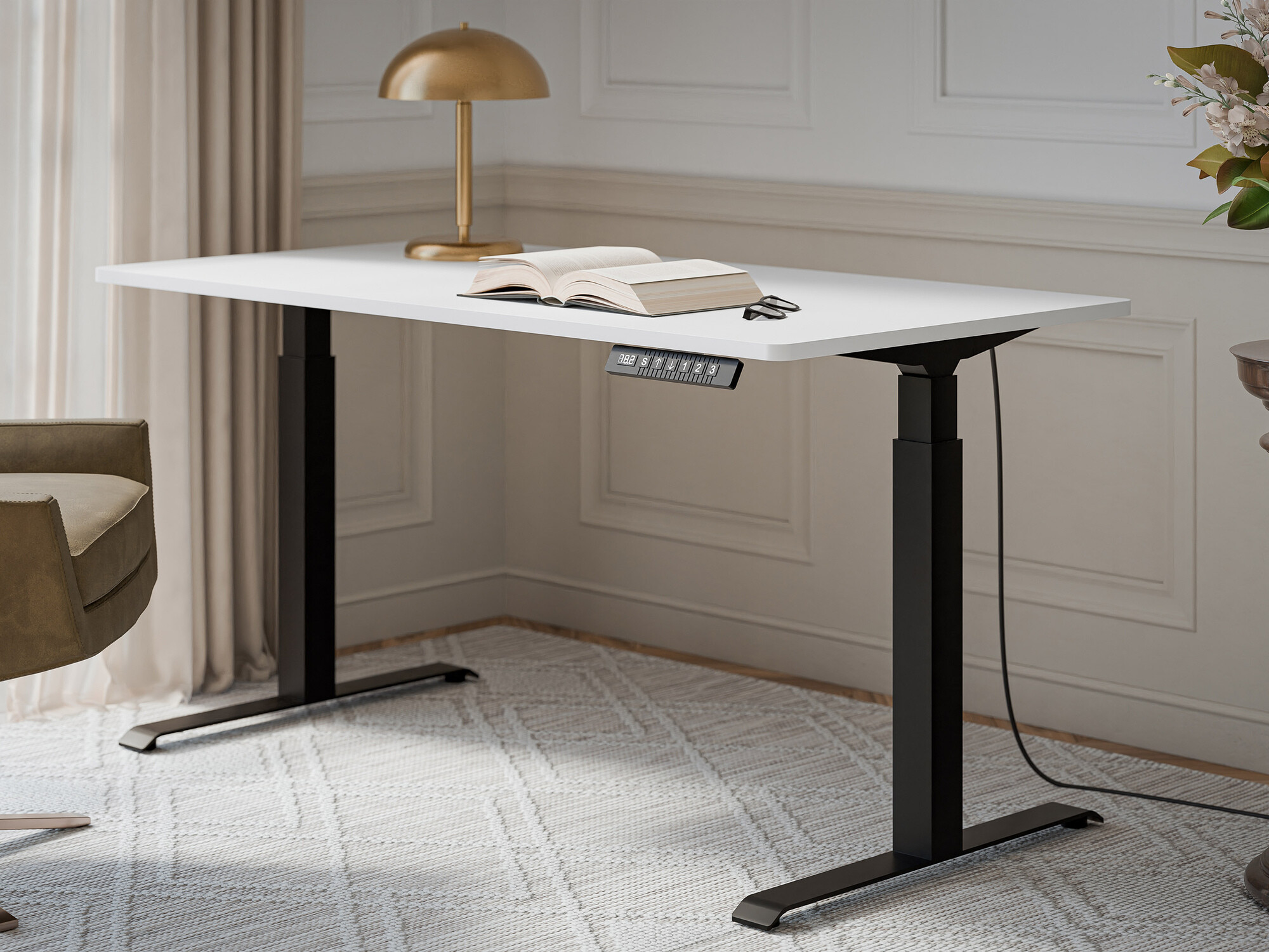 Rakstāmgalds ar regulējamu augstumu Charlotte 195 (Balts + Melns)