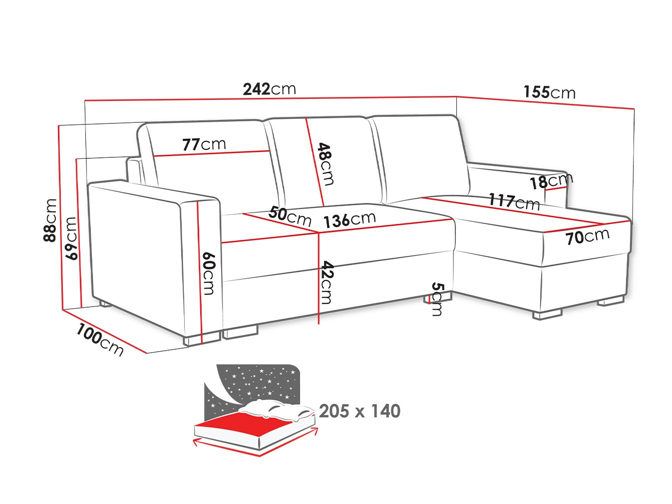Stūra dīvāns Columbus 187 (Neve 34)