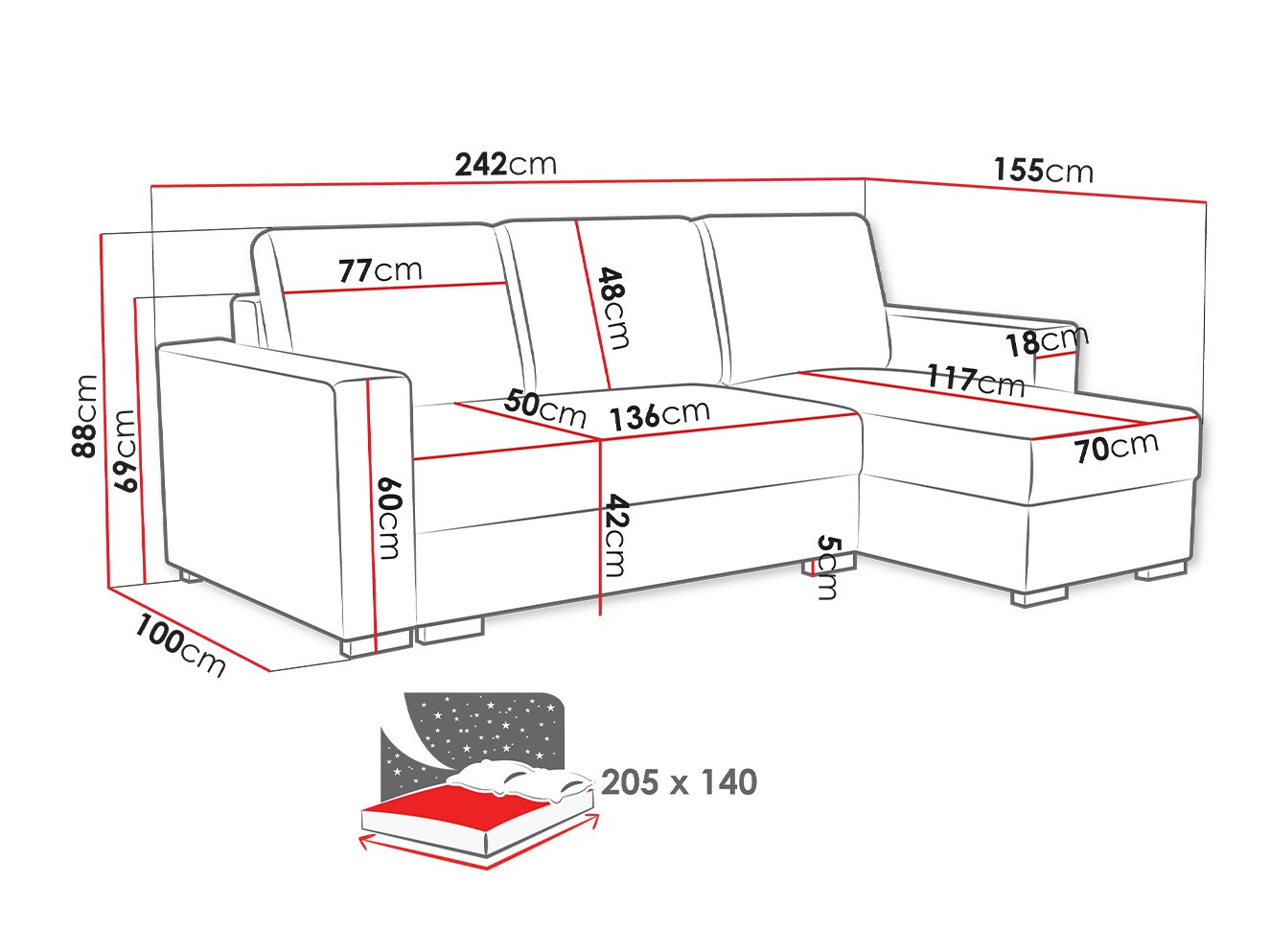 Угловой диван Columbus 187 (Neve 16)