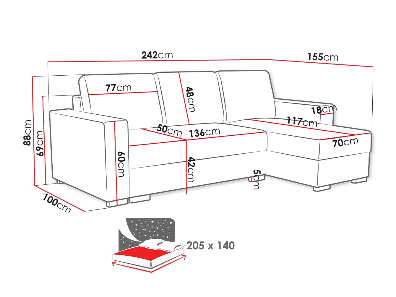 Угловой диван Columbus 187 (Neve 3)