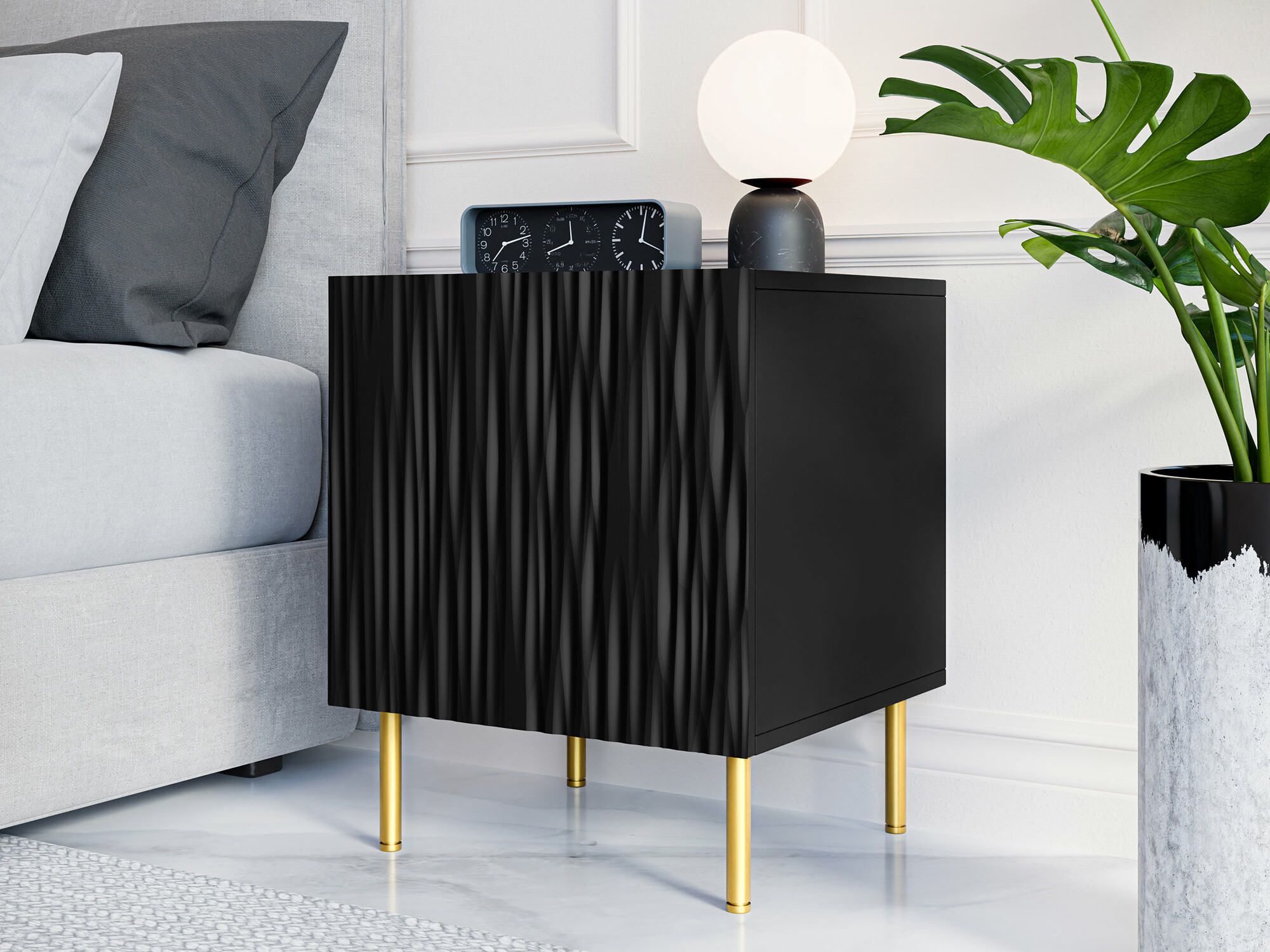 Naktsgaldiņu komplekts Lorelbo 102 (Melns + Zelta)