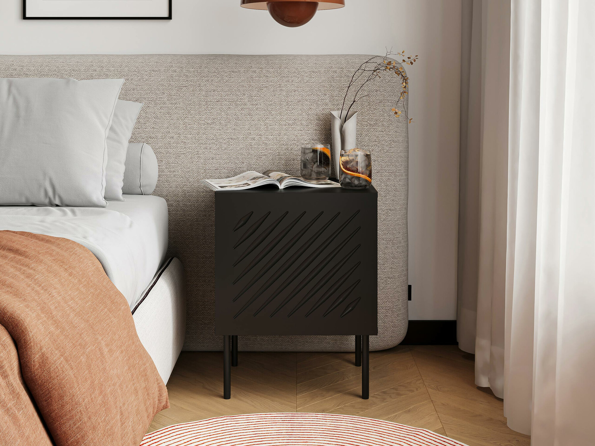 Комплект прикроватных тумбочек Tolfelo 104 (Чёрный)