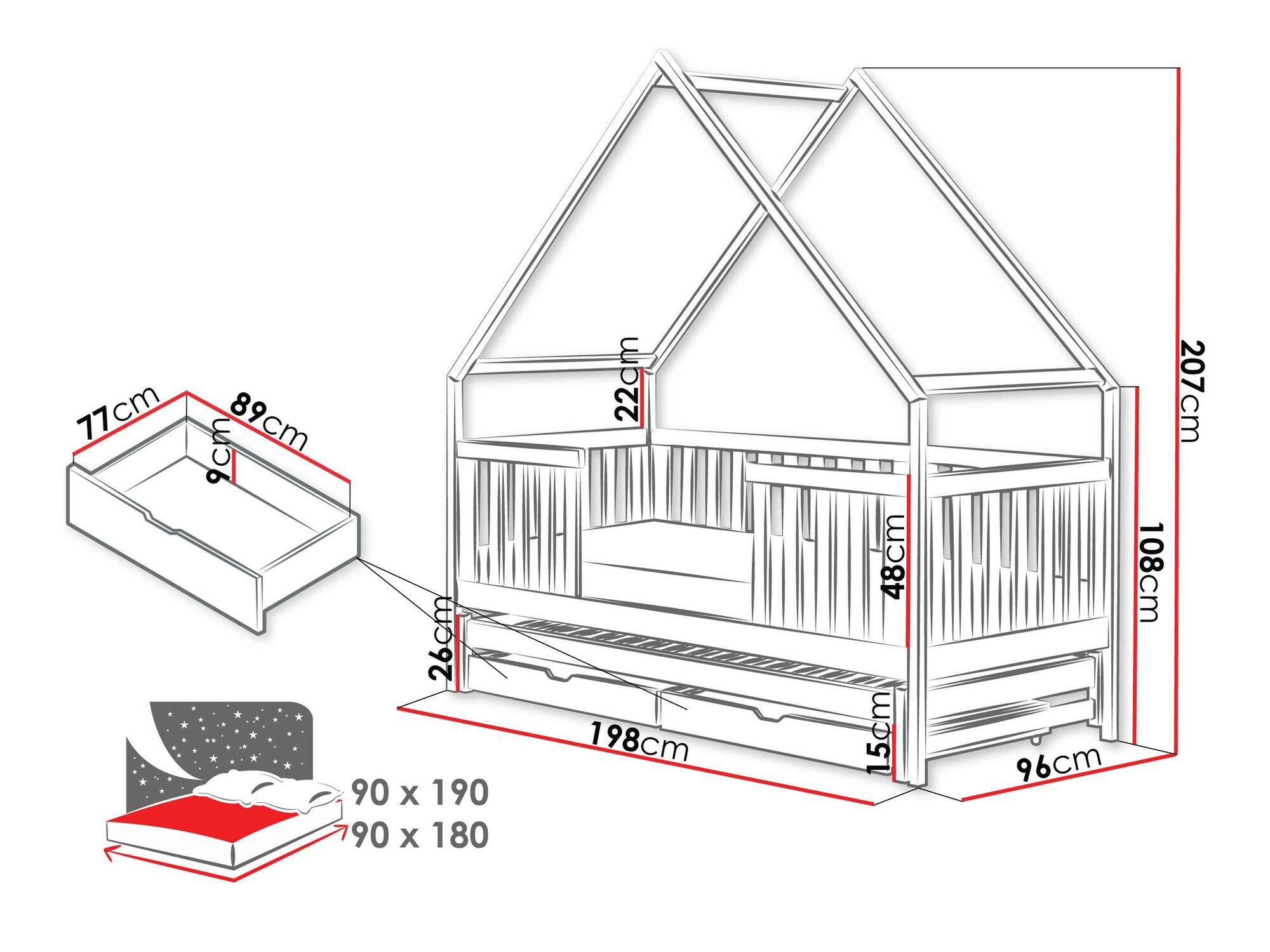 Кровать Vista 115 (Серый)